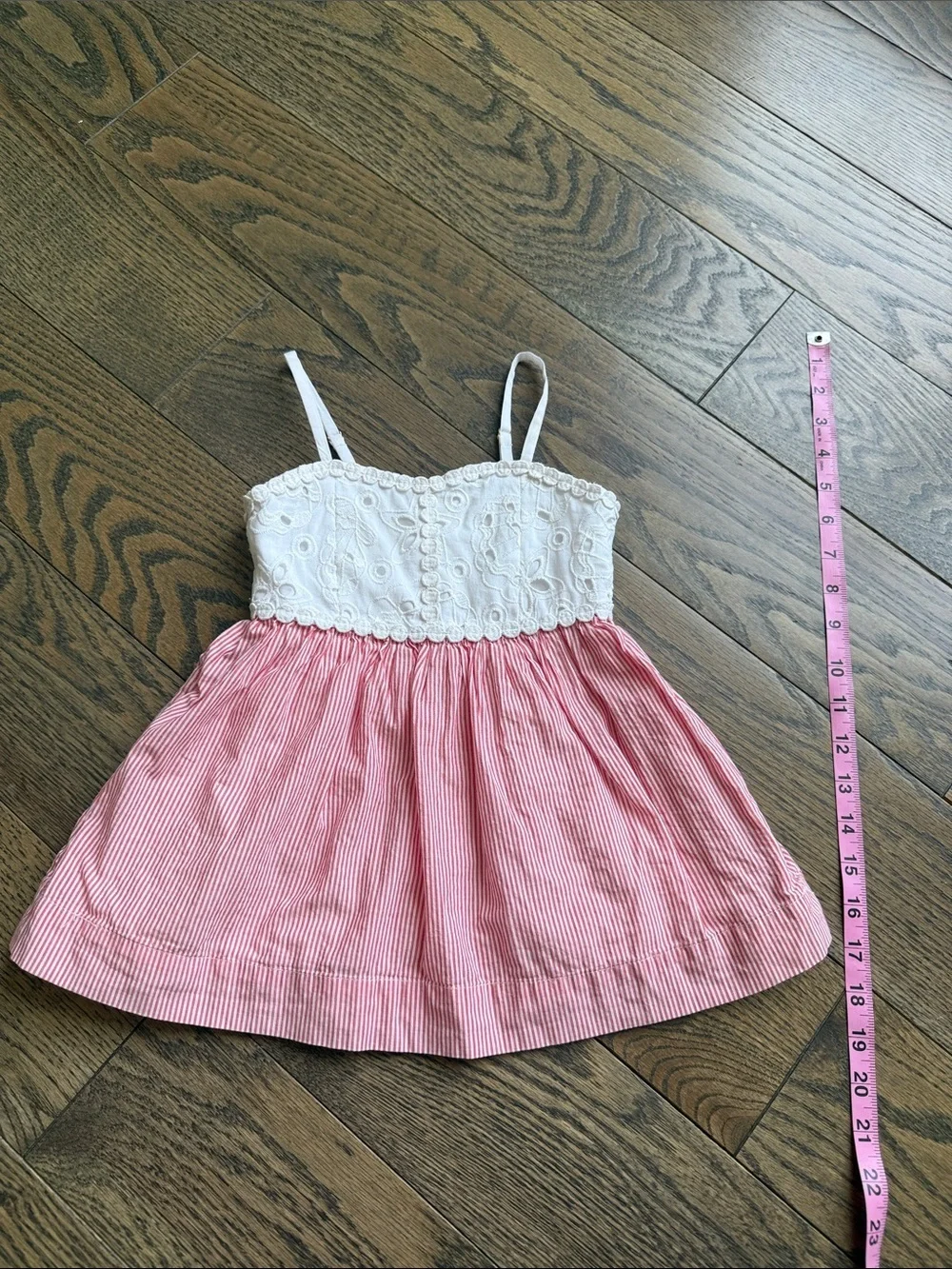 Lilly Pulitzer White Eyelet Top with Pink Striped Skirt Kids Dress 2T 18-24 EUC